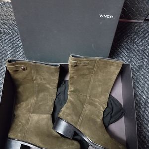 Suede 3/4 boots.  Army green.  New never worn